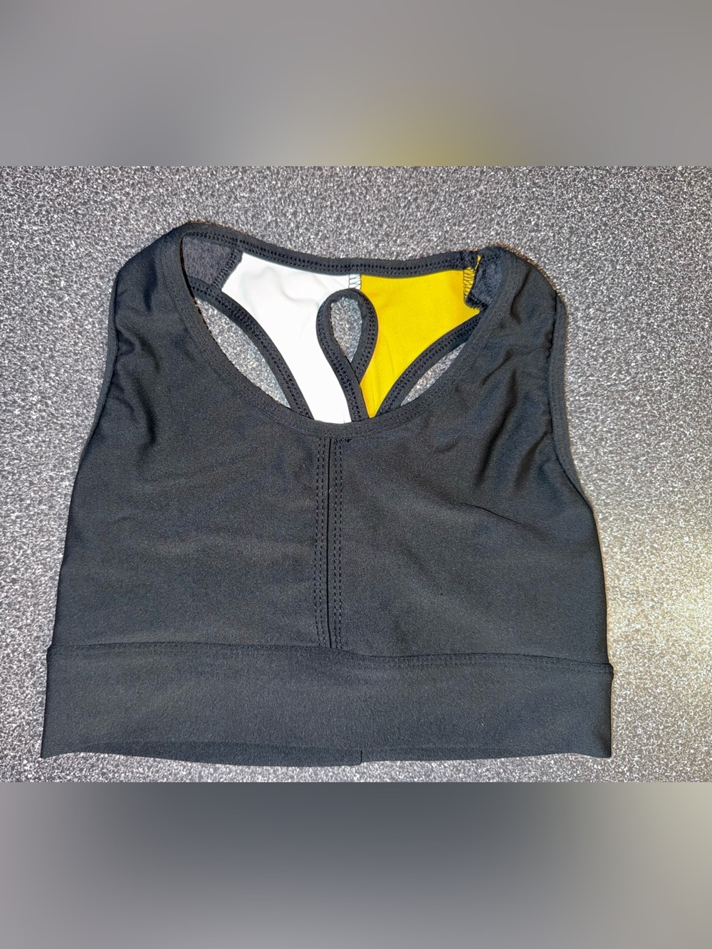 Five Dancewear Black Bra Top w/Yellow & White on Back Size Adult Small